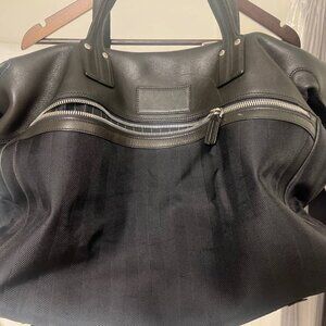 GHURKA Black leather duffle gym bag